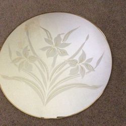 Large Vintage Mirror With Etched Flower 