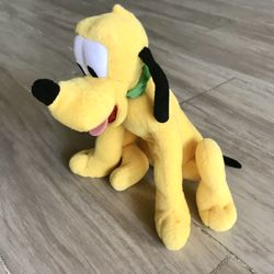 Disney Pluto Plush Yellow Green Collar 8 Inches Kids Stuffed Dog (Open Box Cond)