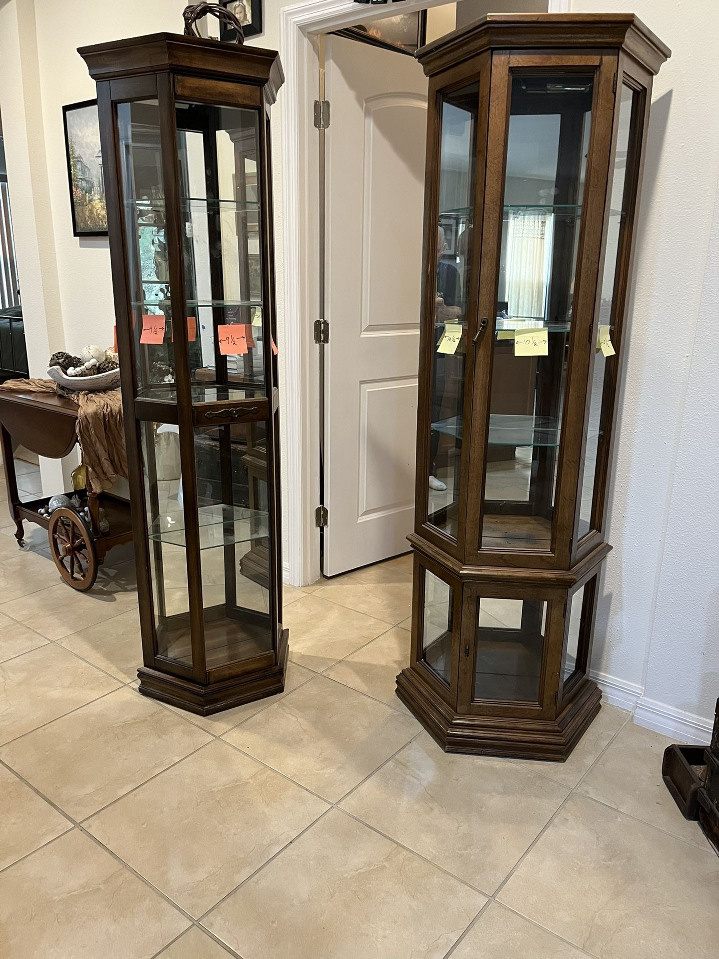 2 Compact Curio Cabinets 40.00 Each