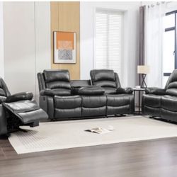 Black Reclining Sofa/ Couch & Loveseat 