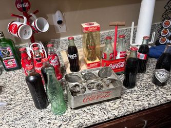 Coca-Cola Collectibles Lot Bottles Mugs Carrier