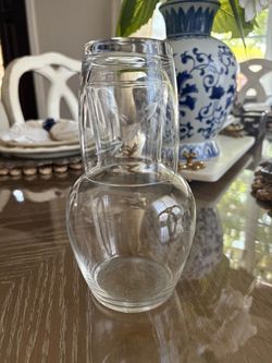 Princess House Heritage Bedside Water Carafe & Glass 7” in. H