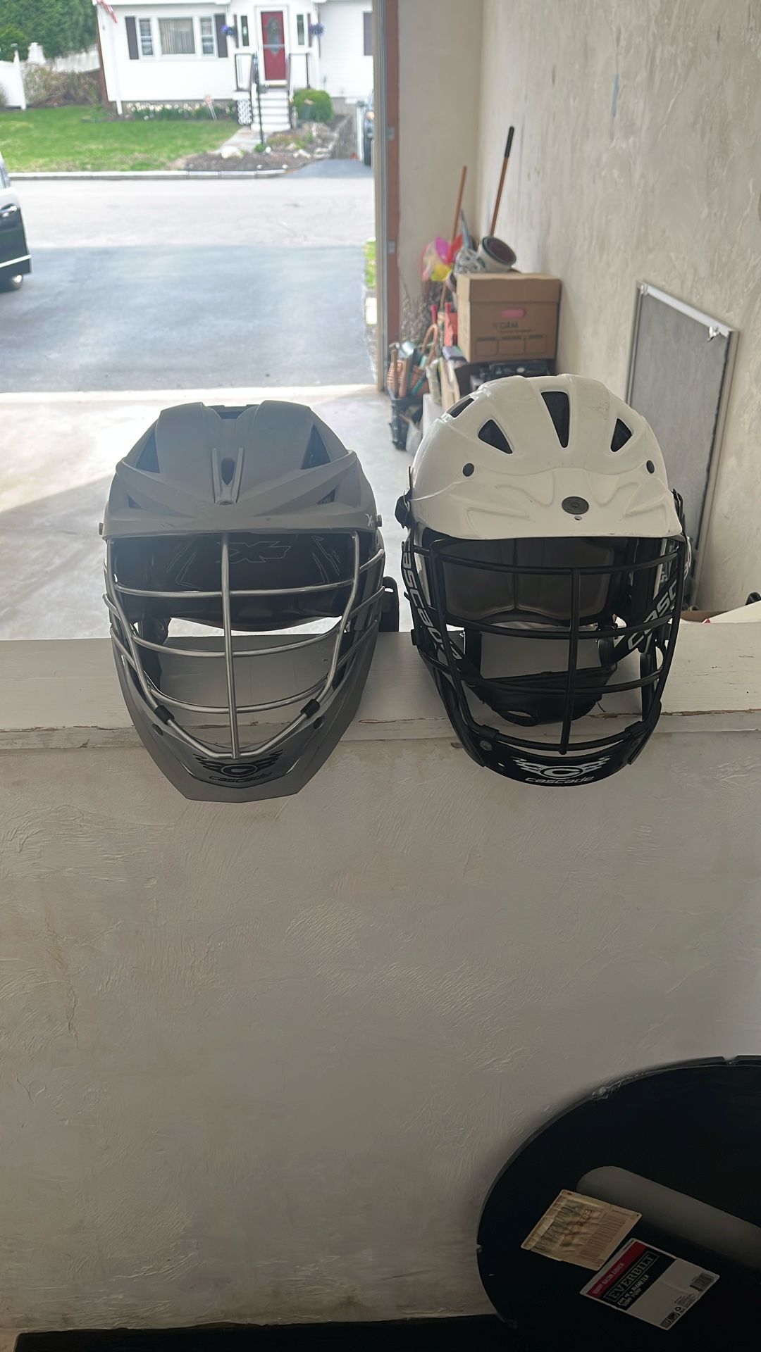 2 Lacrosse Helmets, Grey Is New, White Is Older