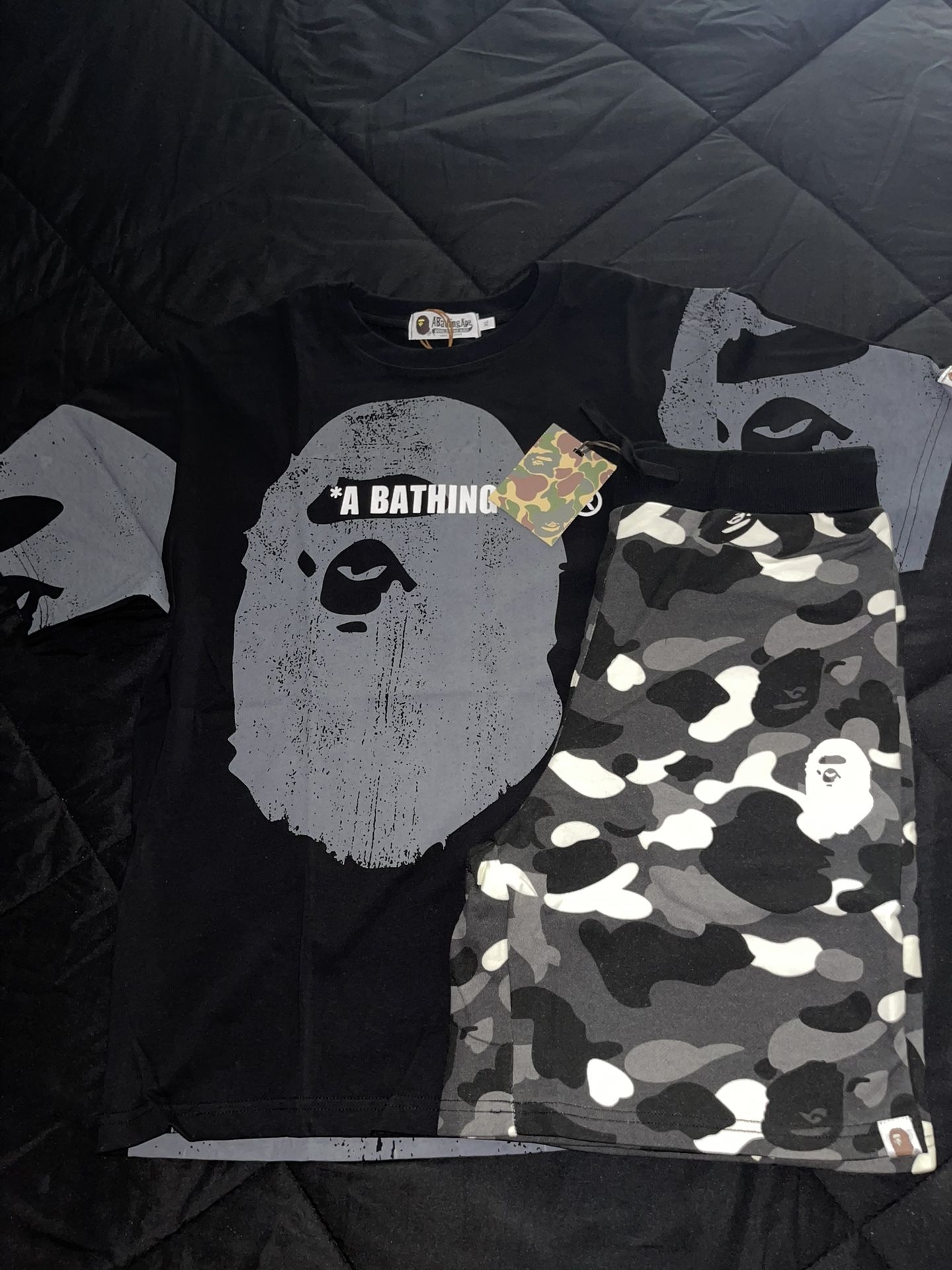 Bape Shirt & Shorts Sz Medium New W Tags