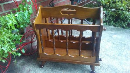 Antique Solid Wood Magazine Rack