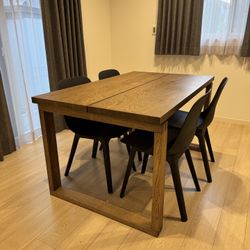 MÖRBYLÅNGA / GRÖNSTA Table and 4 chairs, oak veneer brown