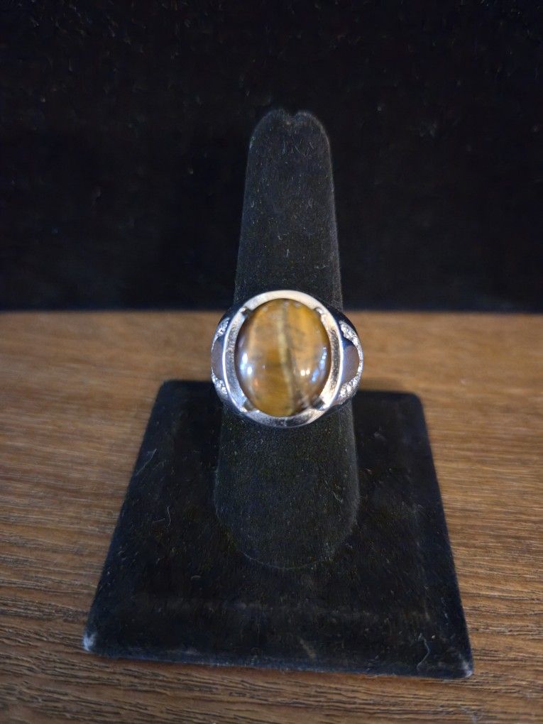 Genuine Golden African Tigers Eye Ring Unisex