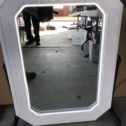 (5/20/25 Still Available) Lighted Vanity Mirror, Heavy Glass And Iron. LED light ring.