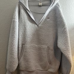 Victoria's Secret PINK brand hoodie is a cozy sherpa fleece pullover designed with an oversized fit