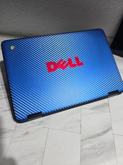 Dell Chromebook with Blue Carbon Fiber Skin
