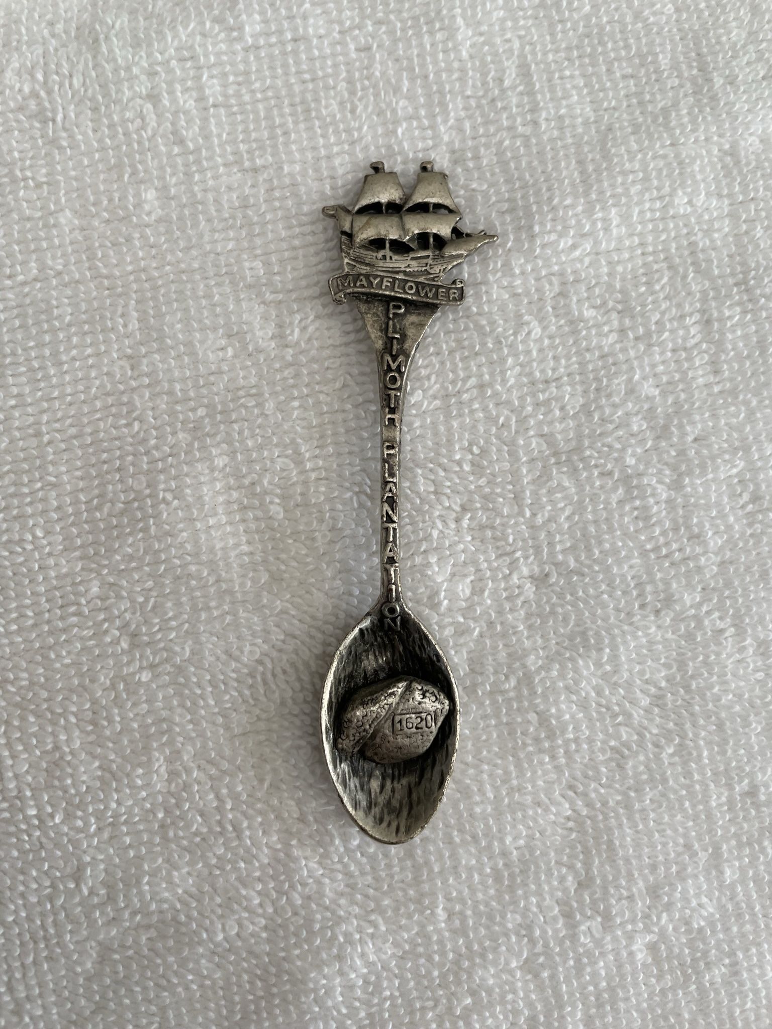 Mayflower Ship Plimoth Plantation GISH Pewter Collector’s Spoon Plymouth Rock