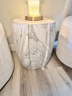Marble-Inspired Sculptural Accent Table