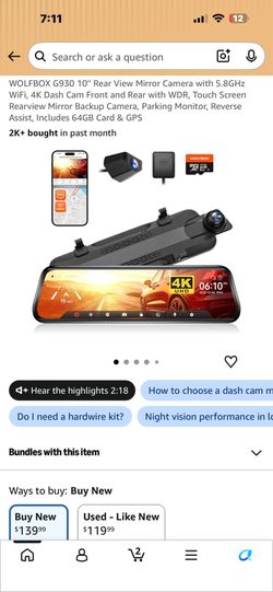 Wolfbox g930 dashcam
