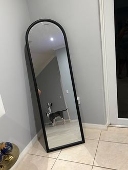 Full-Length Arched Floor Mirror Black Frame 20x 65