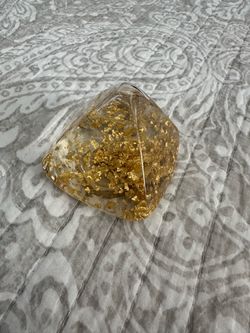 Clear Resin Pyramid with Gold Flakes