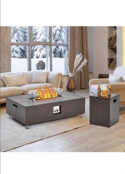 Garvee 48" Outdoor Fire Table, 48 inch Rectangle Propane Gas Fire Pit Table
