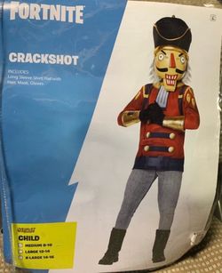Fortnite Crackshot boys or girls size medium (8/10) shirt, hat with hair, mask, gloves deluxe costume - very gently used