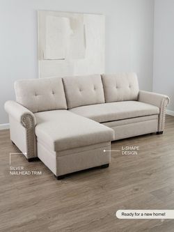 Beige Sofa Bed — Like New