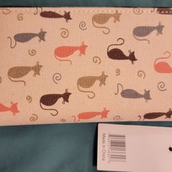 2 Moda New With Tags Cat Print Fabric Wallet 