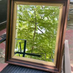 Antique Large Solid Wood "21x25" Rectangle Beveled Wall Beveled Mirror.