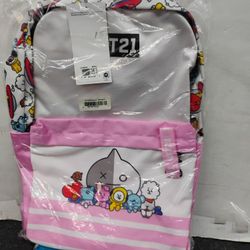 BTS BT21 URBAN NYLON BACKPACK PINK RJ VAN TATA MANG CUTE GIFT FOR HER BIRTHDAY