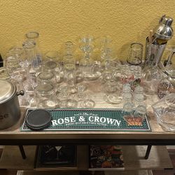 Wooden Bar Cart, Barely Used, Fully Stocked