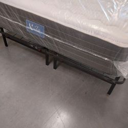 Complete Queen Size bed includes metal frame plus new 15-inch thick mattress