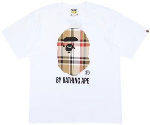 BAPE A Bathing Ape Check by Bathing Tee – White/Beige – Brand New - size small
