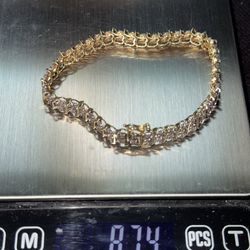 14k Gold dual diamond tennis bracelet
