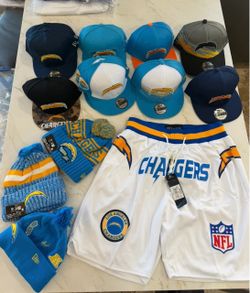 Chargers Shorts and hats.