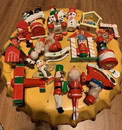 Old Wooden Christmas Ornaments 17 Vintage 