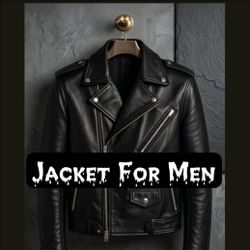 Jacket For Men | Classic Black Leather Biker Jacket for Sale 💫