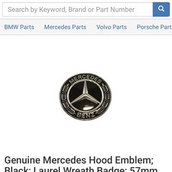 Genuine Mercedes Hood Emblem; Black; Laurel Wreath Badge; 57mm