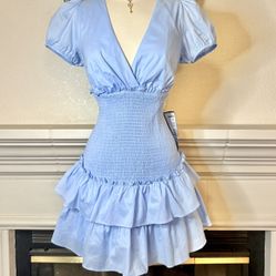 B. Darling Adorable Baby Blue Ruffled Dress
