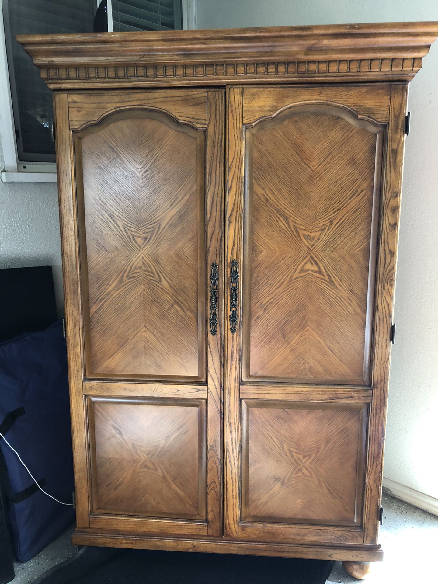 Traditional Oak Computer Armoire