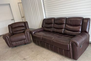 🛋️✳️✳️ Beautiful Brown Leather Reclining Living Room Set for Sale