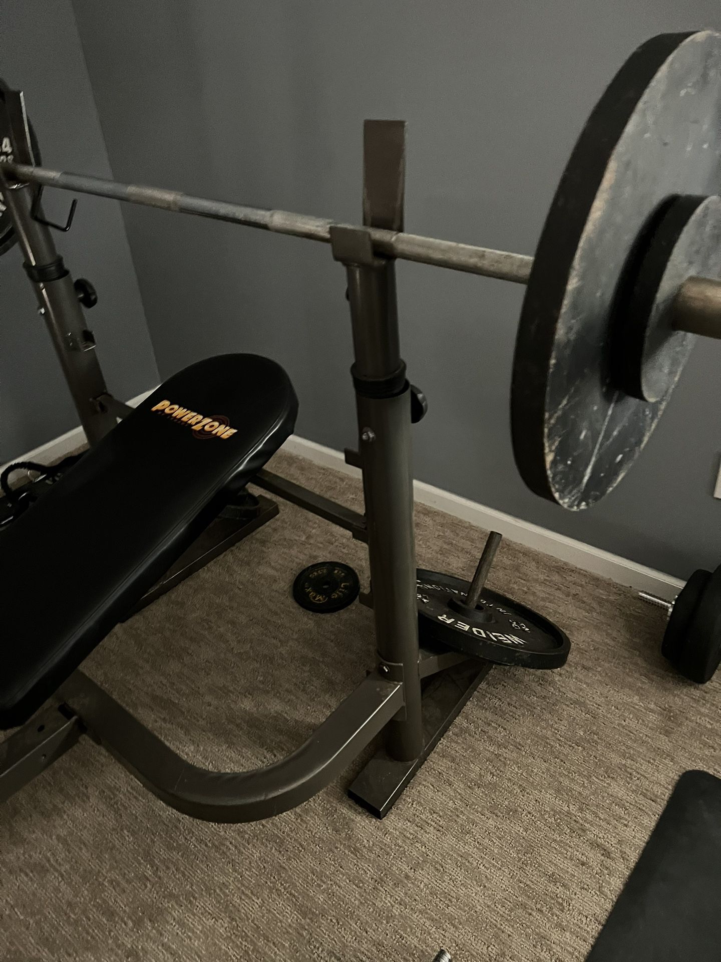 Weight Bench, W/bar & Two 45 Lb Plates
