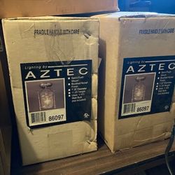 2 Brushed Nichol & Glass Ceiling Lights,