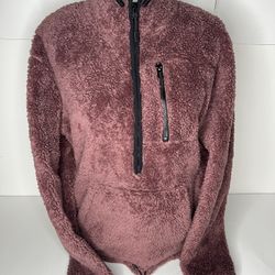 Victoria’s Secret Pink Women’s mauve faux fur half zipper pullover fleece jacket Size Small 