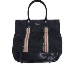 Burberry Black Leather Top Zip Tote