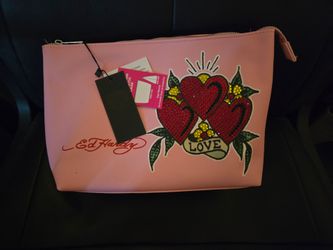 Ed Hardy Glitter Pink Makeup Bag - NWT