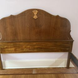 Antique Wood Full-Size Headboard, Frame and Footboard