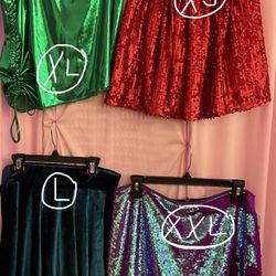 Fun Mini Skirts Sequin Metallic Velvet 
