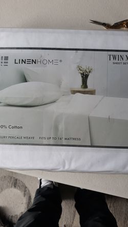 Linen home 4pc Sheet Set 100%Cotton Twin XL White in color