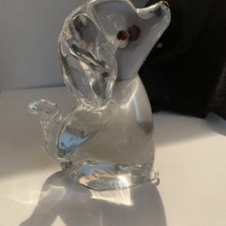 Vintage FM Konstglas Ronneby, Swedon Glass Dog or Puppy Figurine, Signed And Numbered 