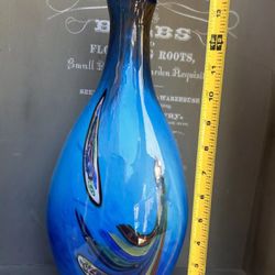 Vintage Murano Millefiori Colorful Bottleneck Art Glass Vase Peacock Heavy 5 Lbs