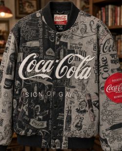 Coke Coka Medium Jacket black-and-gray bomber