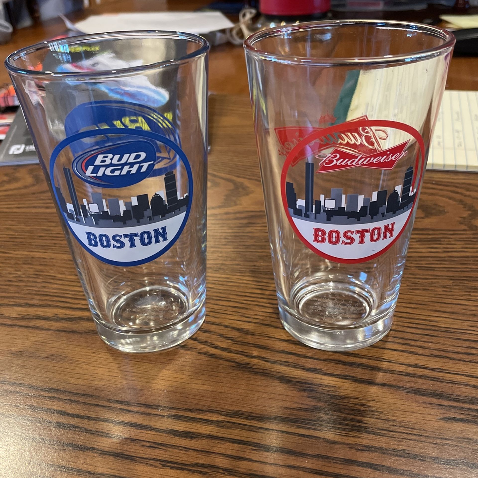 2 New Unused 6” H Boston Budweiser Pint Glasses