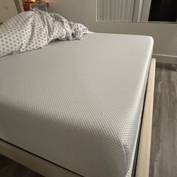 Queen Bed Set: Zinus Green Tea Cooling Mattress + Upholstered Frame + Box Foundation 