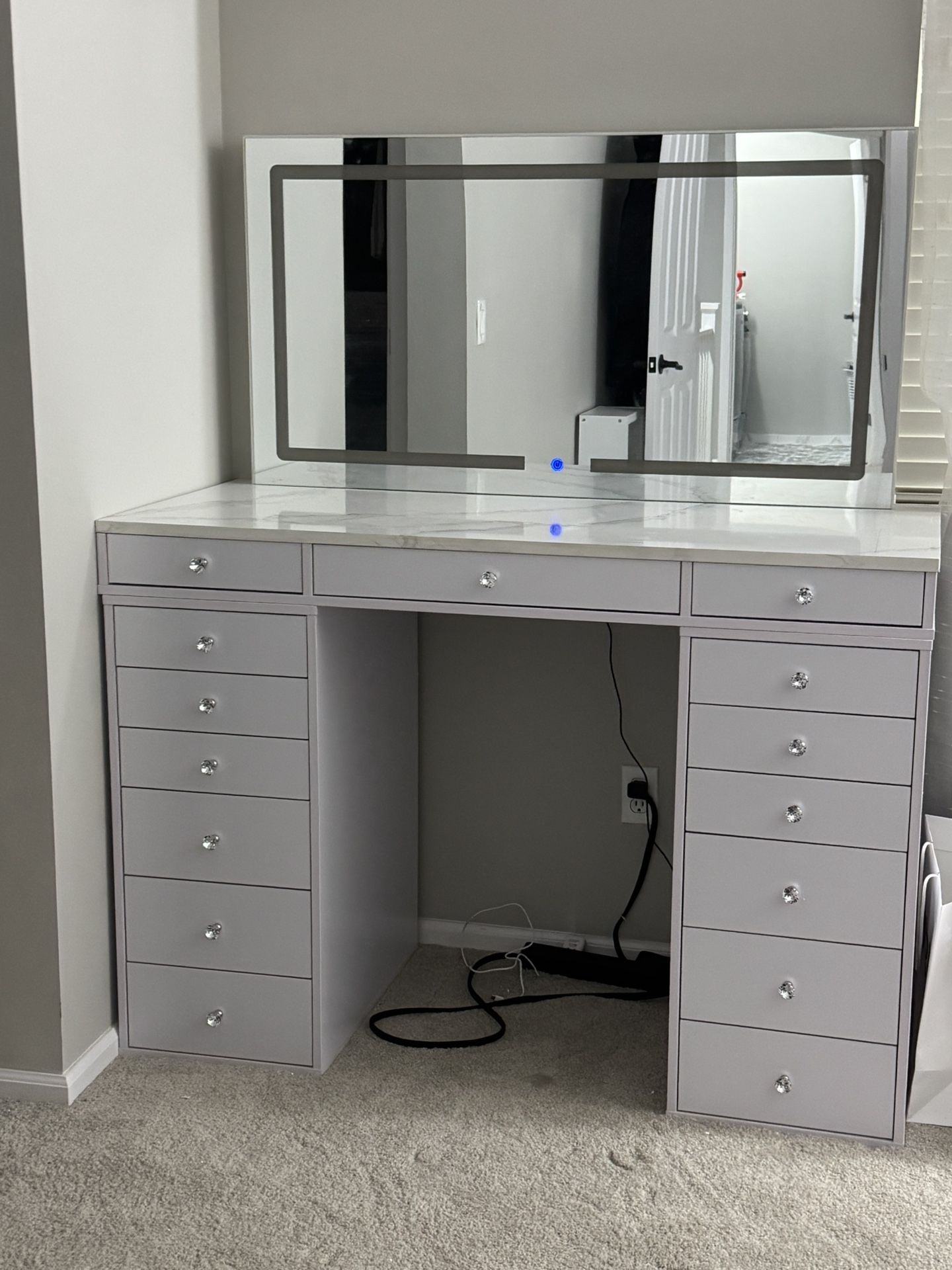 Multi Use Vanity with Drawer cabinets and mirror